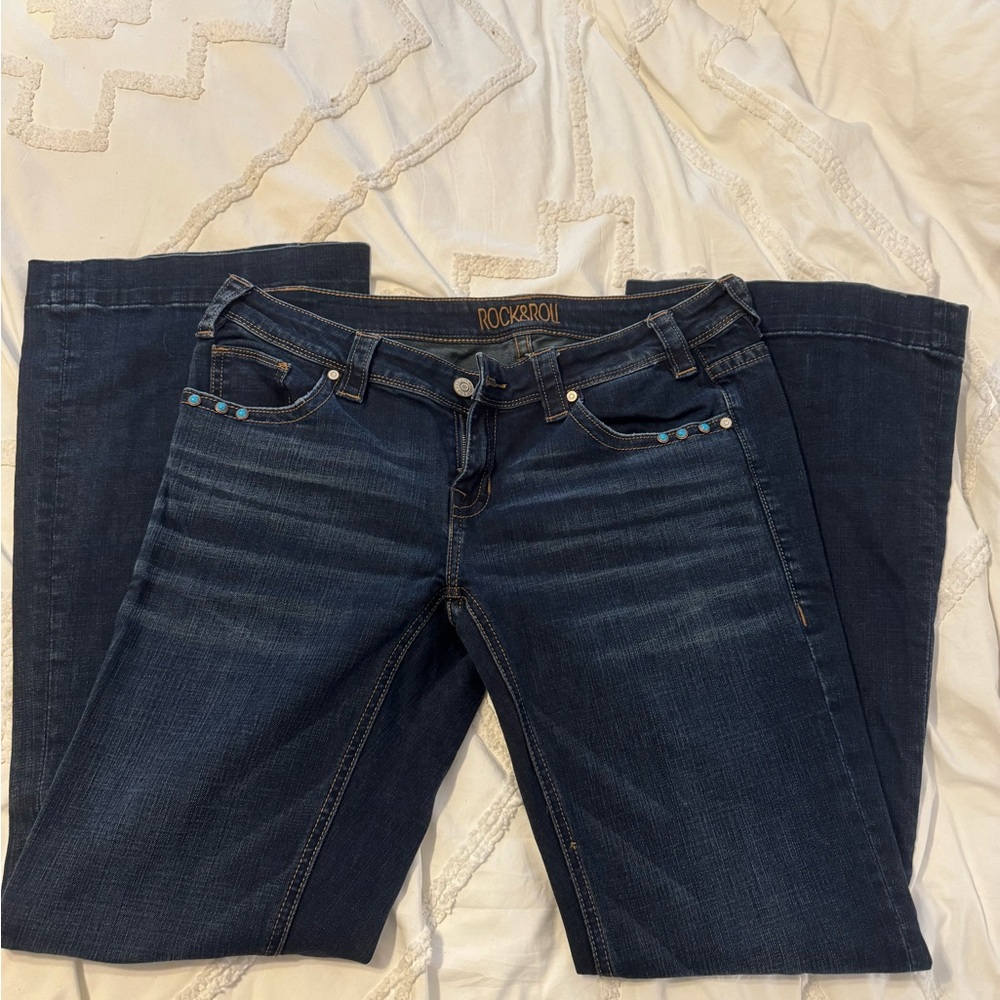 NWOT Rock and Roll Denim Turquoise Trouser Jeans